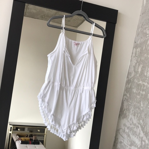 VICTORIAS SECRET Tassel Fringe Romper Pink Swimsuit Cover Up SMALL